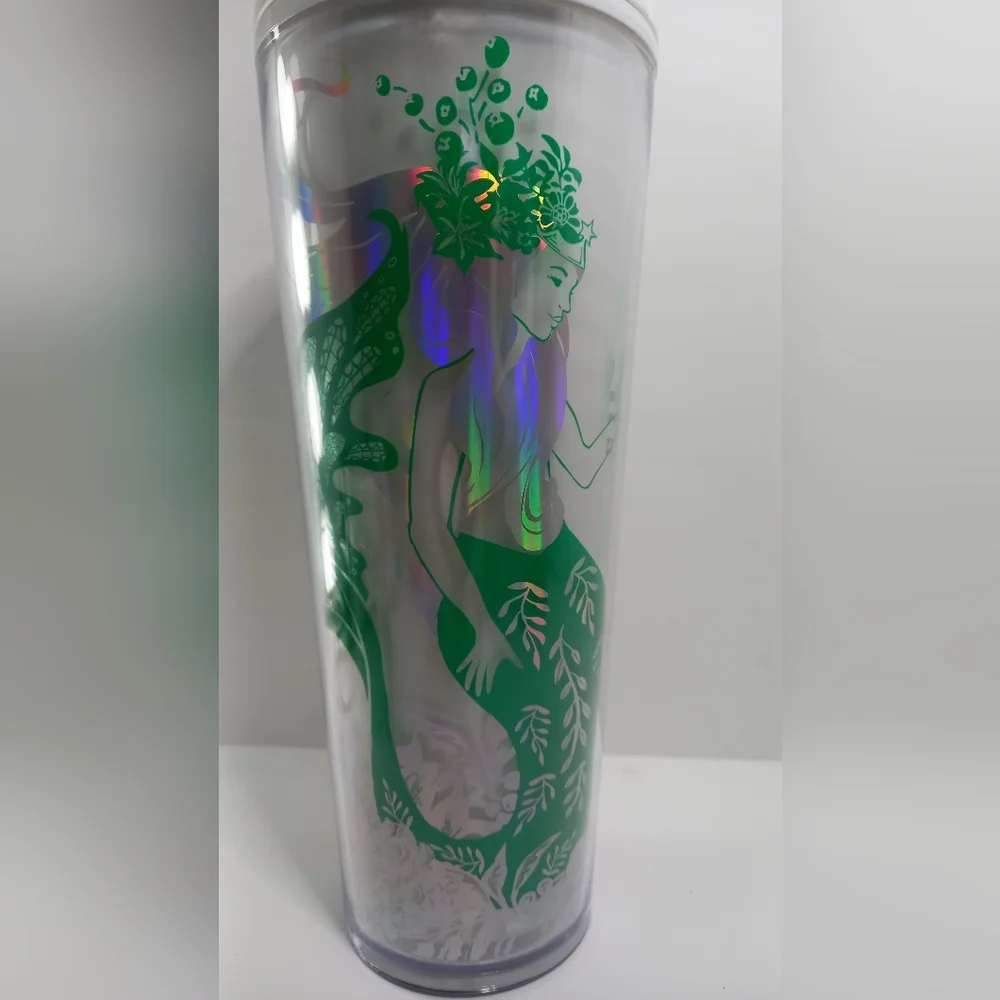 Starbucks Holiday Mint Pearl Cold Cup Tumbler 24oz Green White Mermaid - Picture 6 of 9
